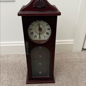 Elegant cherry wood jewelry box clock with drawees
